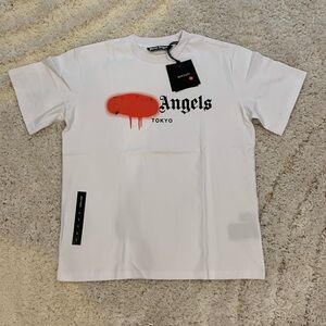 Palm Angels Tokyo Sprayed Red & White T-Shirt Mens Size Large